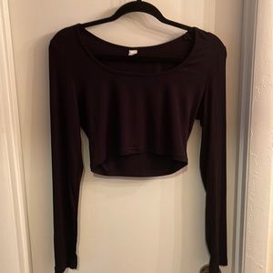 H&M Cropped Black Long Sleeve Shirt - worn once, like new! Size Medium